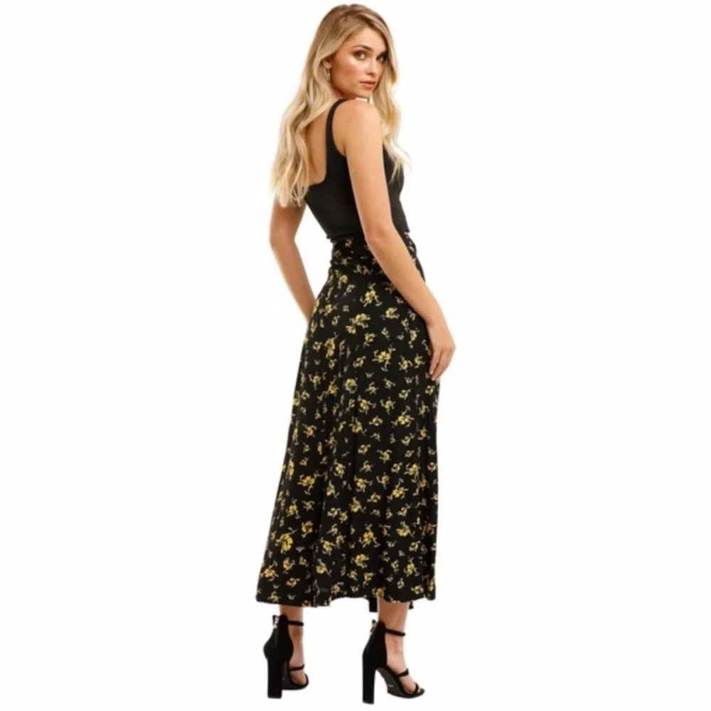 NEW Ganni Printed Crepe Skirt Black 42